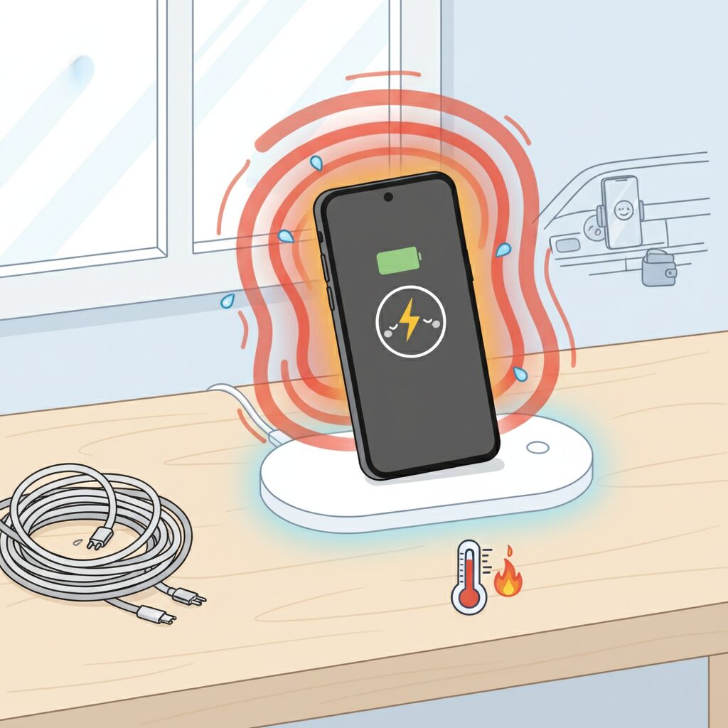 ワイヤレス充電が熱くなりやすい理由 のイメージ